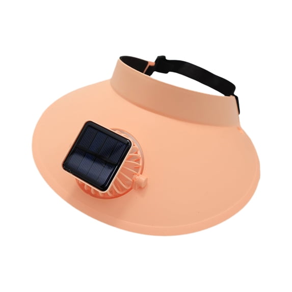 Surpdew Summer 2-In-1 Sunshade Fan Round Cap Solar Power Fan Cap Outdoor Toy Orange