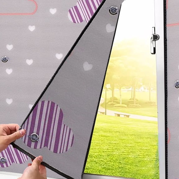 Surpdew Travel Blackout Curtains For Bedroom Portable 40"X12",No Drill Black Out Shades With Upgraded Suction Cups, Blackout Window Cover,Thermal Insulated Blinds For Bedroom,Nursery Silver-A 40"X12"