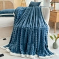 thumbnail image 1 of Surpdew Ultra Soft Warm Faux Throw Blanket For Couch, Fuzzy Plush Thick Bubble Blanket, Luxury Fluffy Decorative Blanket For Sofa, Bedroom, And Living Room Blue 50X80 Inch, 1 of 6