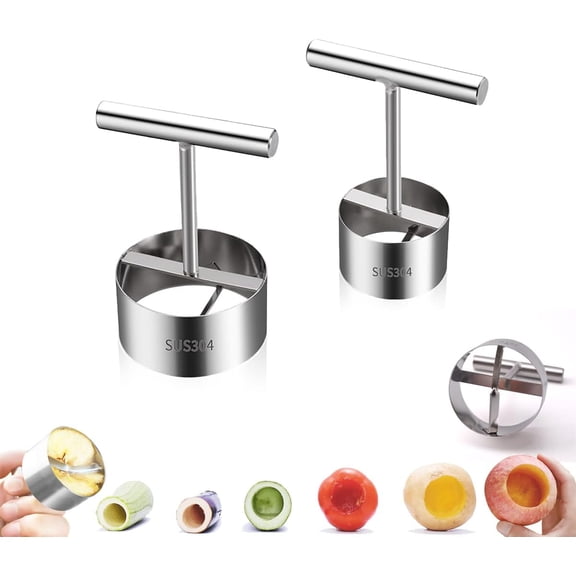 Surpdew Vegetable & Fruit Corer, Veggie Corer Drill Fruit Core Remover Kitchen Tool, 2 Pcs 2 Sizes Veggie Drill For Coring And Hollowing Out Zucchini, Pumpkin, Potatoes, Carrot, Apple, Pear, Tomato