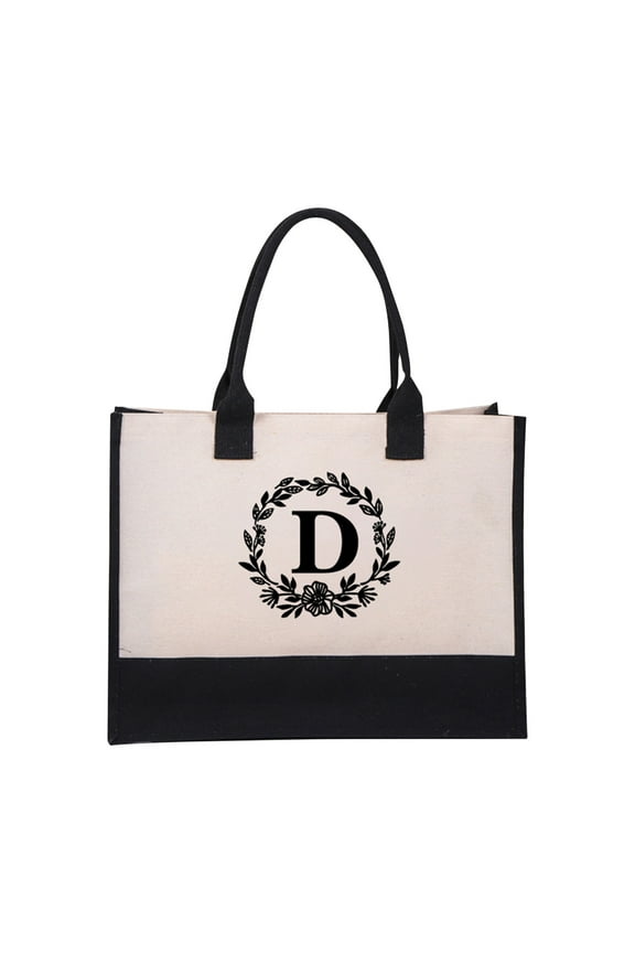 Women'S Fashion Canvas Handbag Cotton Canvas Letter Beach Bag Fashion European And Fashion Handbag Canvas Shopping Bag D