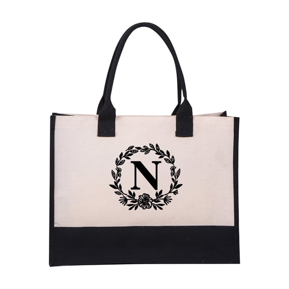 Surpdew Women'S Fashion Canvas Handbag Cotton Canvas Letter Beach Bag Fashion European And Fashion Handbag Canvas Shopping Bag N