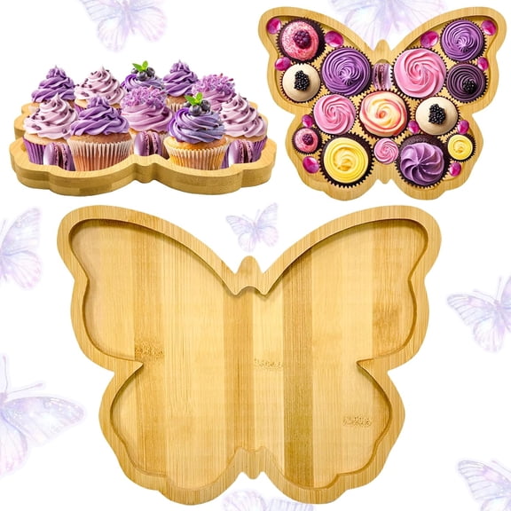 Surpdew Wood Charcuterie Board Wooden Butterfly Party Decorations Butterfly Shower Charcuterie Boards for Table Fairy Party Favors Food Tray Girl Serving Platter Fillable Dish Plates