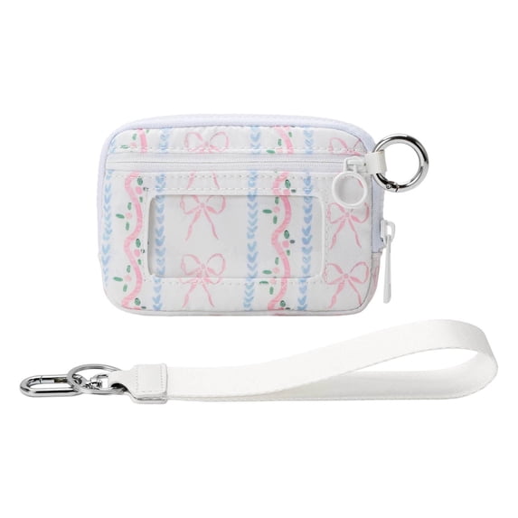 Surpdew Wristlet Keychain Wallets For Women Rfid Blocking Credit Card Holder Small Zipper Coin Purse Change Pouch With Id Window And Detachable Wrist Strap, Portable Organizer Keychain Wallet Bow-4