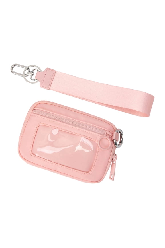 Wristlet Keychain Wallets For Women Rfid Blocking Credit Card Holder Small Zipper Coin Purse Change Pouch With Id Window And Detachable Wrist Strap, Portable Organizer Keychain Wallet