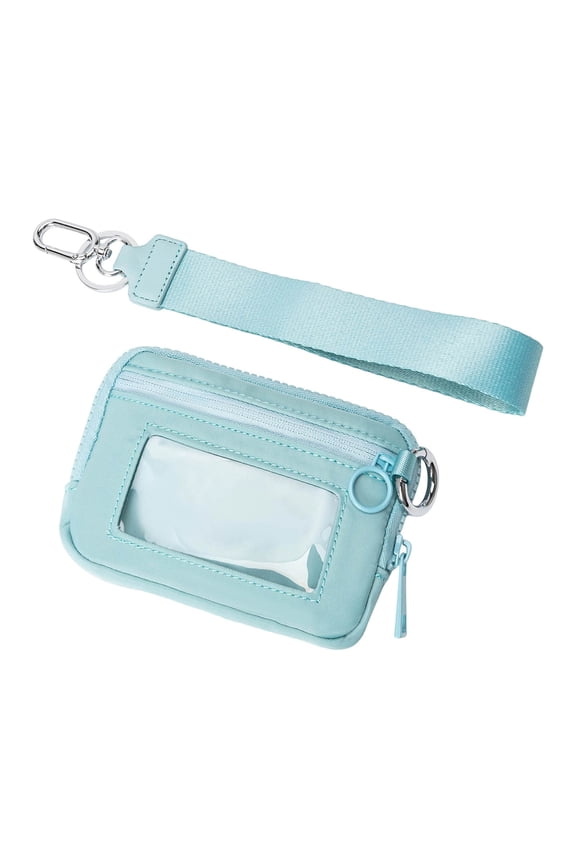 Wristlet Keychain Wallets For Women Rfid Blocking Credit Card Holder Small Zipper Coin Purse Change Pouch With Id Window And Detachable Wrist Strap, Portable Organizer Keychain Wallet