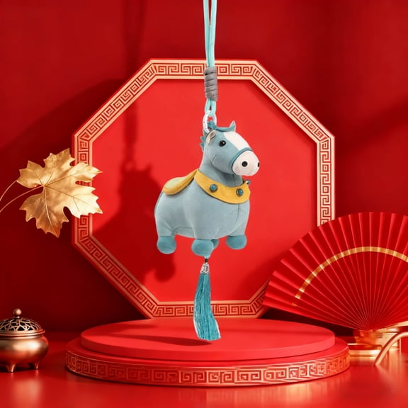 Surpdew Year Of The Horse Decorations 2026 Chinese New Year Horse Plush Chinese Zodiac Hanging Stuffed Animals Ornaments Cute Lunar New Years Gifts For Car, Home Decor Gray 5.5Inch