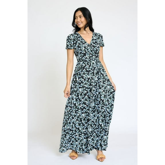 Surplice Banded Waist Maxi Dress | 3 Colors | S-3X