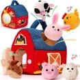 thumbnail image 1 of Surprise Barn Stuffed Farm Animals, Rattle, Crinkle, Mirror, Baby Toys 6-12 Months Montessori Toys - for 6 Month Old Sensory Balls 1-3 Plush Baby Valentines Day Gifts Easter Basket Stuffers, 1 of 9