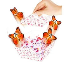 Surprise Box,Explosion Box,Butterfly Explosion Gift Box, Flying Butterfly Surprise Box, Exploding Butterfly Birthday Box with 8 pcs Flying Butterfly Toy for Birthday, Wedding(J)
