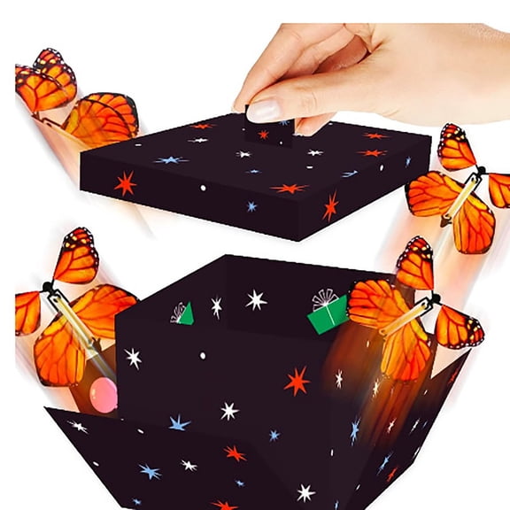 Surprise Box,Explosion Box,Butterfly Explosion Gift Box, Flying Butterfly Surprise Box, Exploding Butterfly Birthday Box with 8 pcs Flying Butterfly Toy for Birthday, Wedding(G)