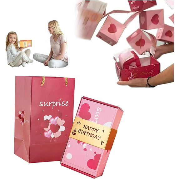 Surprise Box Gift Box - Creating the Most Surprising Gift Magical Jumping Surprise Proposal Gift Box DIY Folding Bouncing Gift Box Pop up Prank Boxes (Happy Birthday, 12 Bounces)