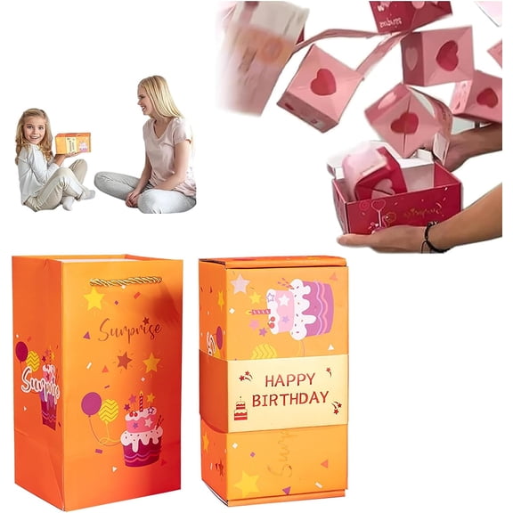 Surprise Box Gift Box - Creating the Most Surprising Gift Magical Jumping Surprise Proposal Gift Box DIY Folding Bouncing Gift Box Pop up Prank Boxes (Happy Birthday, 16 Bounces)