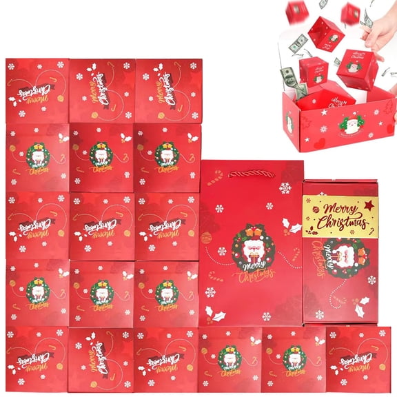 Surprise Box Gift Box Explosion, 2024 Seeroze Surprise Gift Box Christmas, Seeroze Surprise Gift Box, Surprise Gift Box Set, Seeroze, Surprise Gift Box Explosion for Money Christmas, Red, 20 PCS