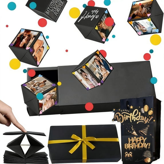 Surprise Box Gift Box for Money, DIY Unique Folding Bouncing Gift Boxes with Confetti, Surprise Gift Box Explosion for Birthday, Anniversary, Valentine's Day.