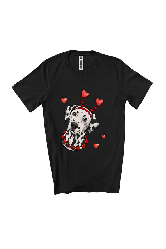 Surprise Dalmatian Valentine Face; Lovely Valentine's Day Dalmatian Owner Lover Hearts Unisex T-Shirt