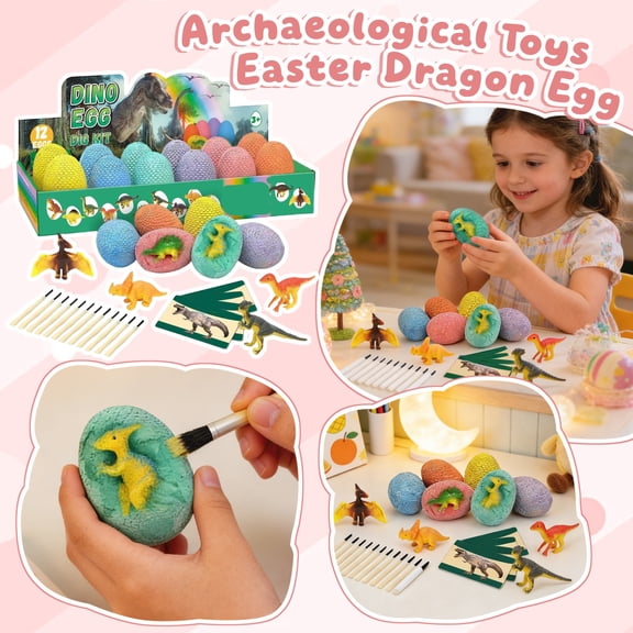 Surprise Dinosaur Eggs Dig Kit STEM Science Excavation Toys Birthday Party Favors Easter Gifts for Boys Girls