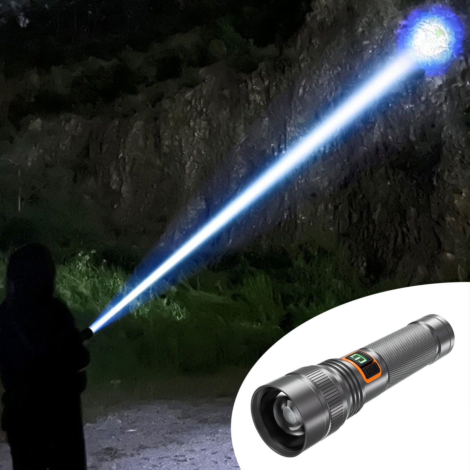 Surprise Discount, High Brightness Flashlight, Retractable, USB Rechargeable, Large Battery, Long Endurance, Compact Design, For Home/Office, Emergency Lighting, Durable Plastic, Travel Gear