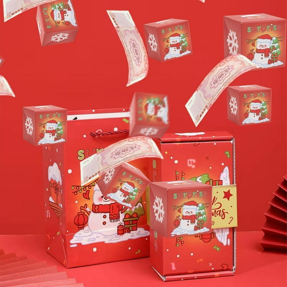 Surprise Gift Box Explosion 18 Bounces Birthday Explosion Gift Box Exploding for Money Merry Christmas Surprise Gift Box with Confetti for Kids Women Men Friend Girlfriend Wife Sister (Red-18pcs)