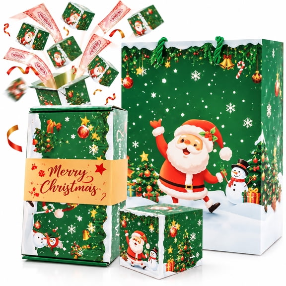 Surprise Gift Box Explosion, Christmas Money Box with Cash Explosion & Folding Pop Up - for Birthday, Anniversary, Valentine, Men Women Kids
