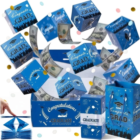 Surprise Gift Box Explosion for Graduation Unique Folding Bouncing Envelope Gift Box Graduation Party Money Holder Box Congrats Grad Decorations for High School & College(10-layer bouncing box)