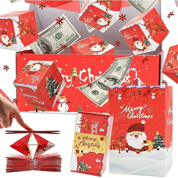 Surprise Gift Box Explosion Money, 2024 New Merry Christmas Surprise Gift Box, Pop-up Cash Gift Box, Merry Christmas Gift Box