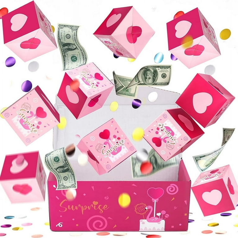 Surprise Gift Box Explosion for Money, Holiday Exploding Surprise Gift Box  with Confetti, Cash Explosion Gift Box for Birthday Anniversary Valentine  Proposal 