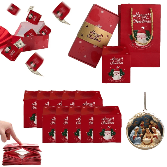 Surprise Gift Box Explosion for Money, Merry Christmas Birthday Valentine's Day Surprise Gifts - 2024 Pop-Up Explosion Gift Box, Folding Bouncing Gift Box (10 Boxes Set)