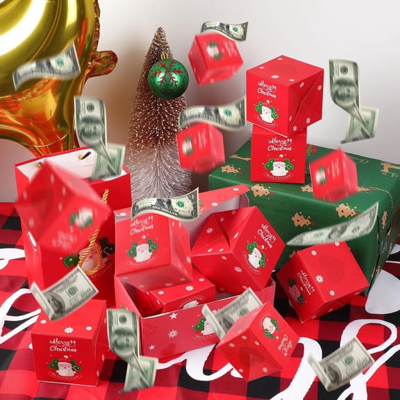 Surprise Gift Box Explosion for Money, Pop Up Money Gift Box for Cash Gift, Merry Christmas Surprise Gift Boxes, Bouncing Envelope Gift Box for Christmas Birthday Anniversary (Red 21 Boxes)