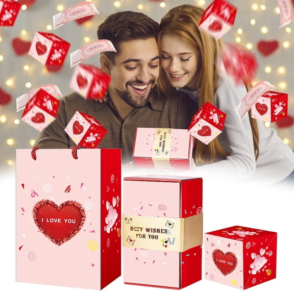 Surprise Gift Box Explosion for Money, Pop Up Money Gift Box for Cash Gift, Merry Christmas Surprise Gift Boxes, Bouncing Envelope Gift Box for Christmas Birthday Anniversary (Valentin 9)