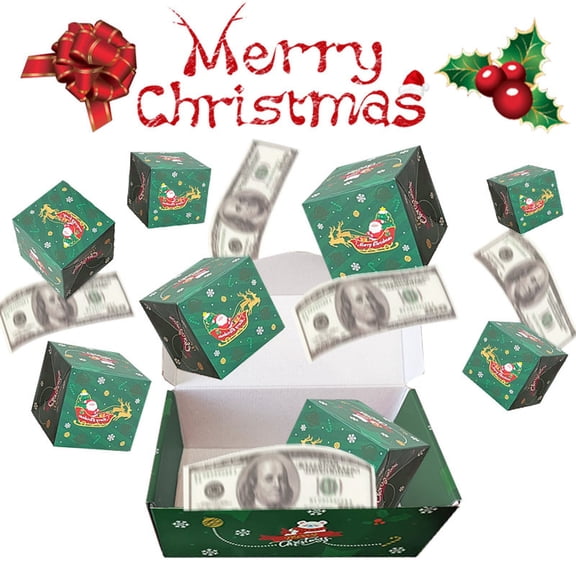 Surprise Gift Box Explosion For Money,Surprise Money Box For Cash Gift,Merry Christmas Surprises Boxs Gift Boxes,Surprise Box for Money,Exploding Gift Boxes for Christmas Birthday (Green 6 Box)