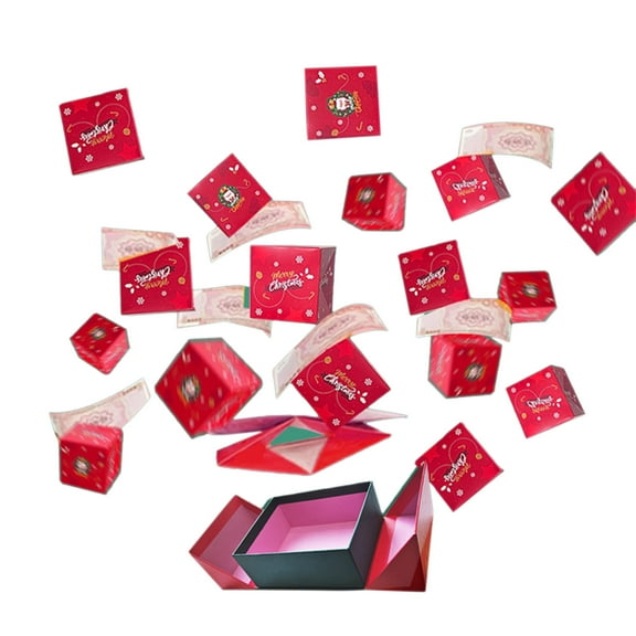 Surprise Gift Box Explosion for Money, Unique Folding Bouncing Red Envelope Gift Box with Confetti, Cash Explosion Luxury Gift Box for Birthday Anniversary Valentine Proposal (16 Bounces) (Red)