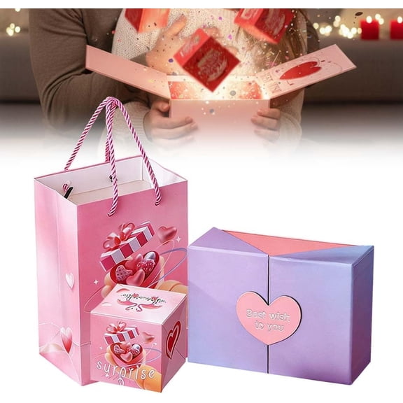 Surprise Gift Box Explosion, Money Wrap Boxes for Cash Pop Up, Funny and Creative Ways to Give as Valentine's Day, Christmas, Birthday Gifts, 10 (pink purple) pink purple