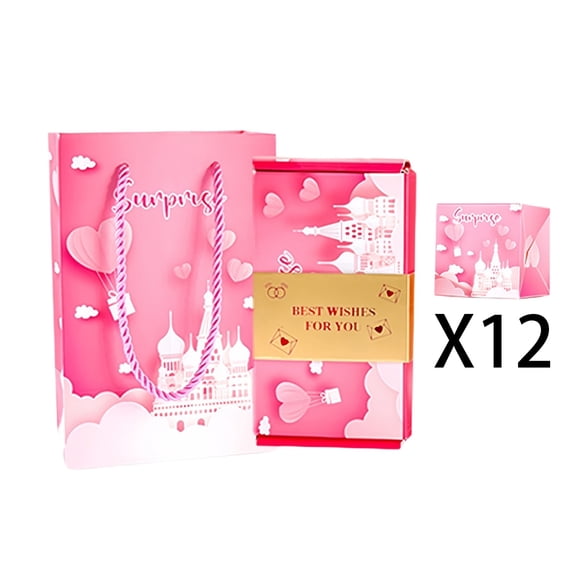 Surprise Gift Box Explosion, Valentine's Day Surprise Gift Box, Folding Bouncing Surprise Gift Box, Birthday Bouncing Gift Box, Birthday, Wedding, Graduation, Party Decoration, Christmas (12 Pieces)