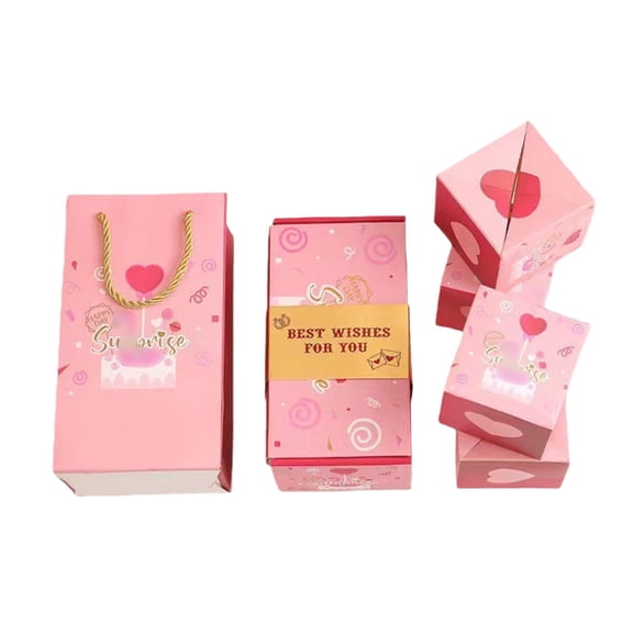 Surprise Gift Box Explosion - Valentine's Day Surprise Gift Boxes, Pop-Up Explosion Gift Unique foldable bouncing red envelope box, Birthday and New Year gifts, Pink