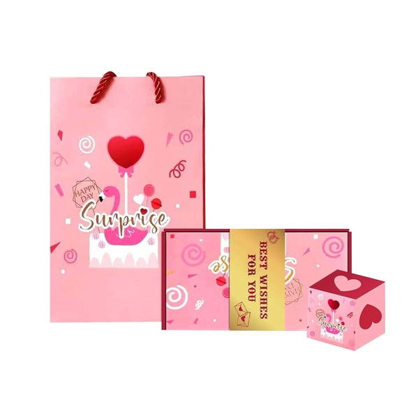 Surprise Gift Box Pop-Up Explosion for Valentine, Surprise Explosion Money Box for Cash, Pop-Up Gift Box for Birthday, Anniversary, Valentine, DIY Memory Box for Couples