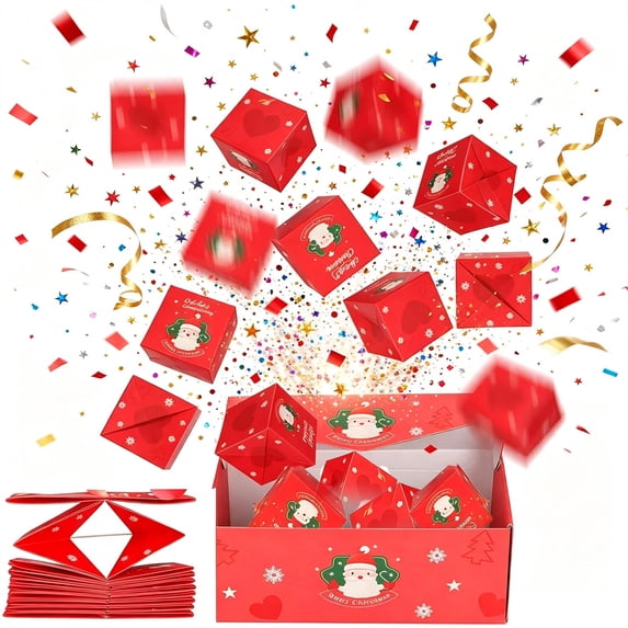 Surprise Gift Boxes - Surprise Gift Box for Christmas, Unique Christmas Folding Bouncing Envelope Gift Box for Gifts, Red-B, 8pc