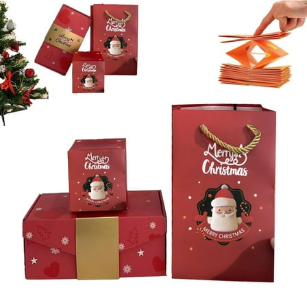Surprise Gift Boxes for Money(21 Bounces), 2025 Newly Folding Pop-Up Explosion Box for Christmas Birthday Anniversary Valentine (Red)