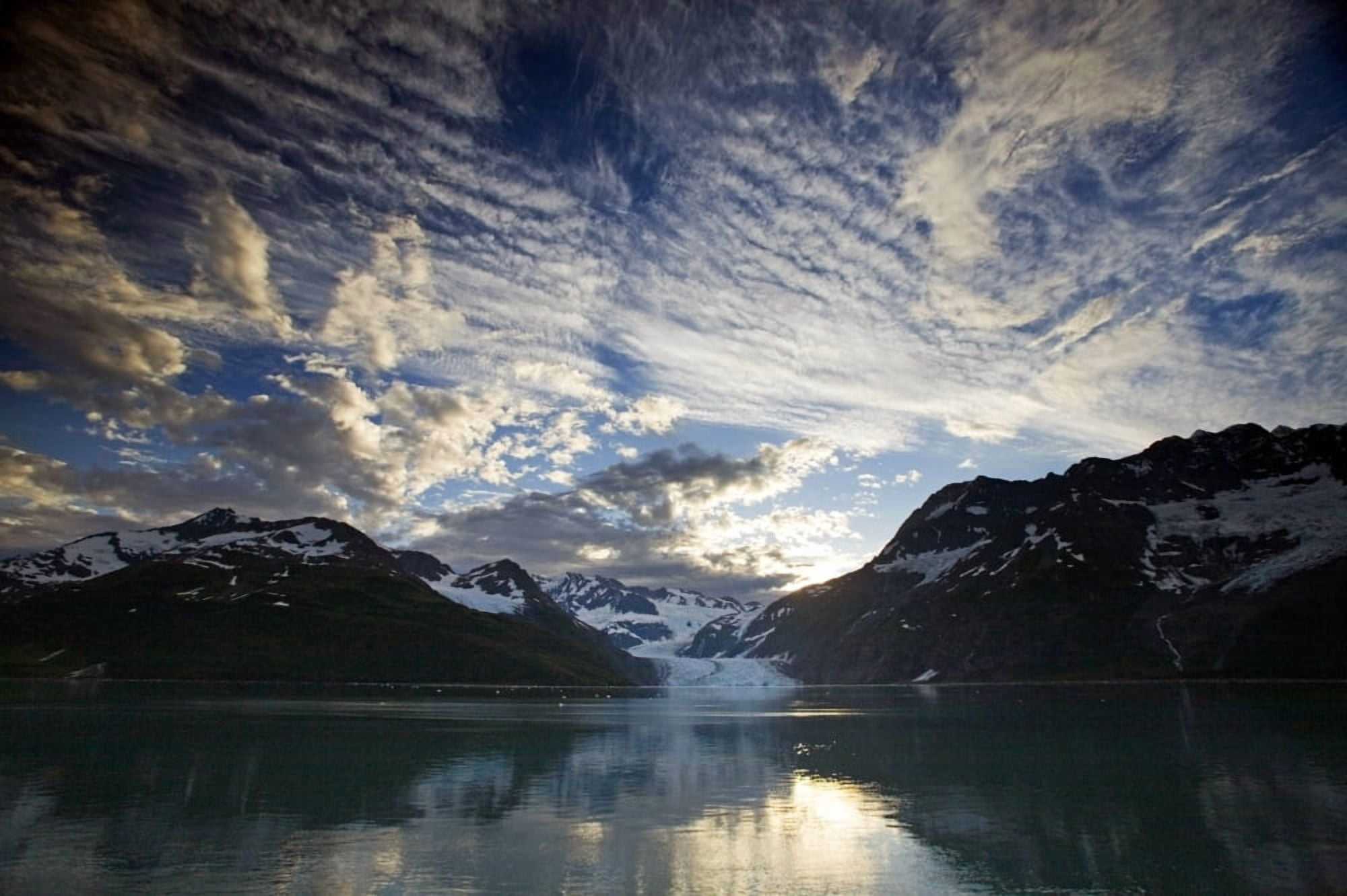 Surprise Glacier At Sunset Harriman Fjord Pws Southcentral Alaska Summer Canvas Art - Jim Kohl Design Pics (34 x 22)