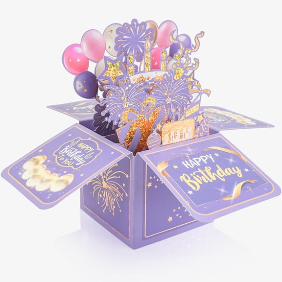 Surprise Pop Up Happy Birthday Cards, Lovely 3D Birthday Card for Adults and Kids with Envelopes, Unique Design Handmade Foldable Greeting Cards for Daughter, Son, Mom, Dad, Friend