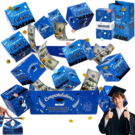 Surprise Pop Up Gift Box Money Graduation, 2026 Graduation Explosion Gift Box with Confetti & Folding Mini Boxes, DIY Graduation for Women Men