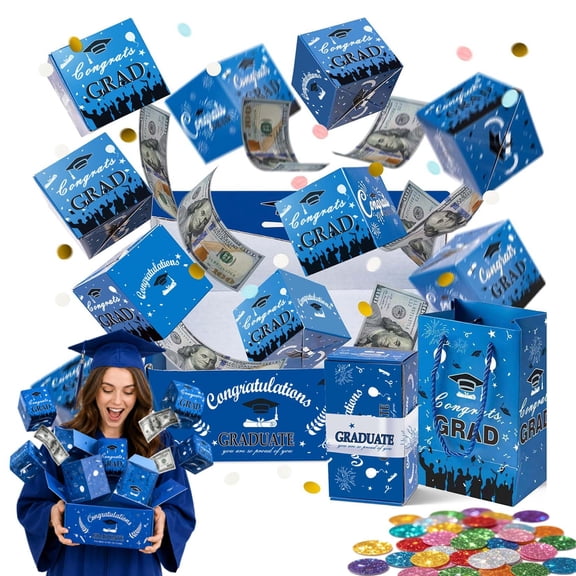 Surprise Pop Up Gift Box Money Graduation, DIY Bouncy Cash Case with Confetti, Fun Exploding Red Envelope for Cards & Photos