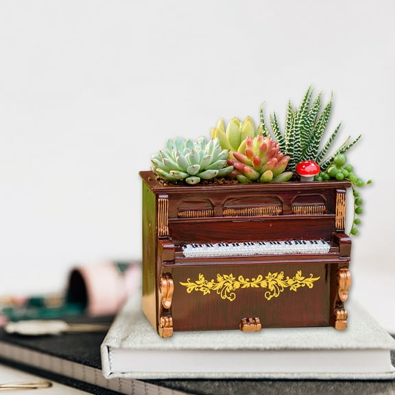 Surprise Song Piano Planter | Hand-Painted Resin Flower Pot | Musical Decorative Vase for Home Garden Balcony Terrace Decor | 1 Piece