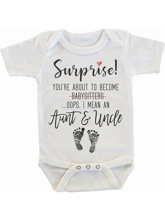 Surprise You're About to Become A Babysitter funny Pregnancy Reveal Announcement gift Aunt Uncle Tia Tio Onesie/Bodysuit (Aunt & Uncle)