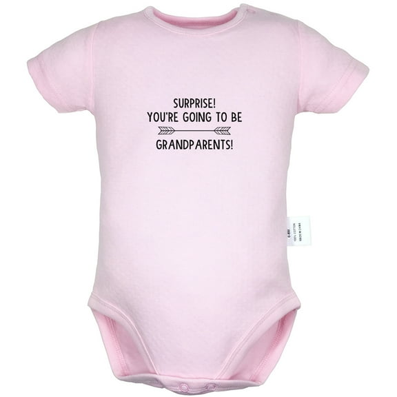 Surprise You're Going to Be Grandparents Funny Rompers For Babies, Newborn Baby Unisex Bodysuits, Infant Jumpsuits, Toddler 0-24 Months Kids One-Piece Oufits (Pink, 0-6 Months)