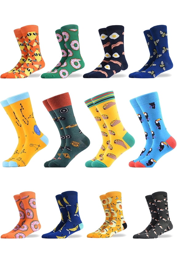 Surprise color and pattern set of 4 funny color unisex crew socks