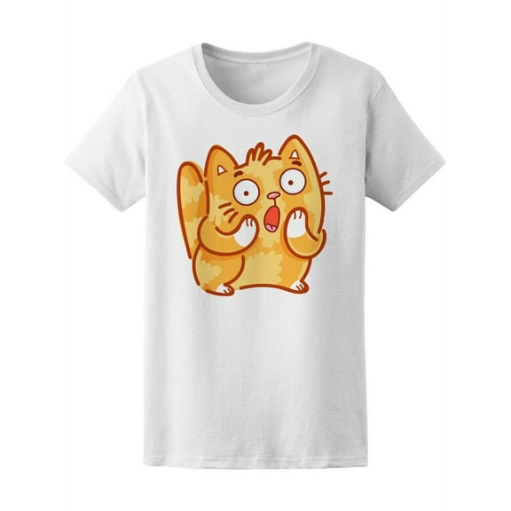 Surprised Cute Ginger Cat T-Shirt Women -Image by Shutterstock, Female x-Large