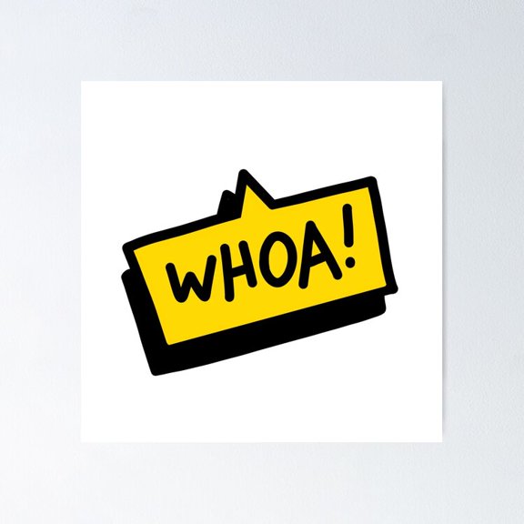 Surprised Exclamation Slogan Retro Comic Speech Bubble Text Wall Art Modern Decor, Unframed Poster