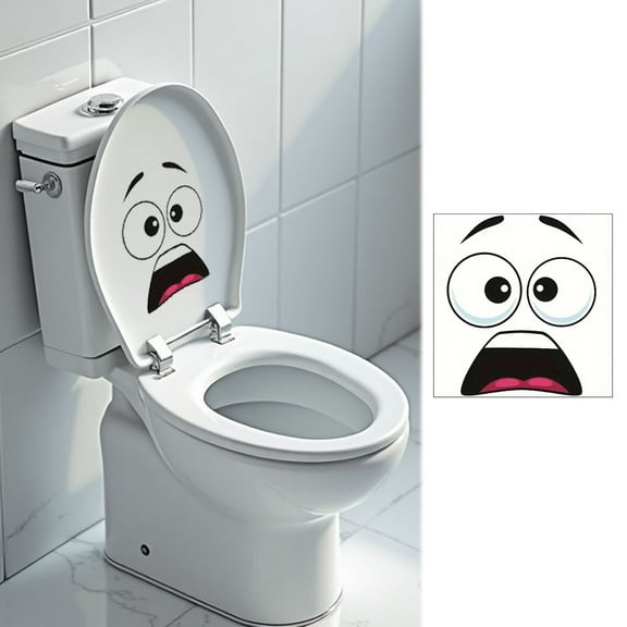 Surprised Face Toilet Decal, Toilet Seat Stickers, Waterproof Funny Toilets Lid Stickers