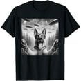thumbnail image 1 of Surprised German shepherd Selfie with UFO alien T-Shirt, 1 of 5